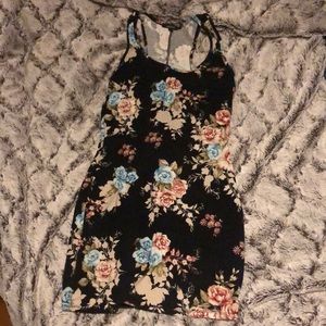 Floral body on black dress